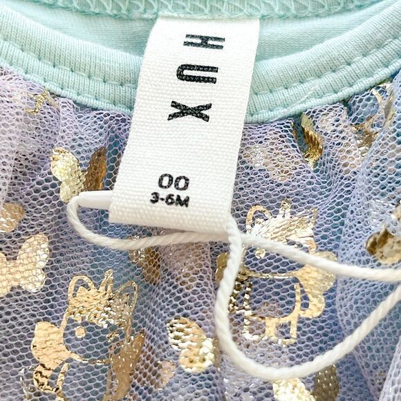 NWT! HUXBABY Unicorn Butterfly Wing Flutter Sleeve Dress Size 3-6M - Picture 3 of 5